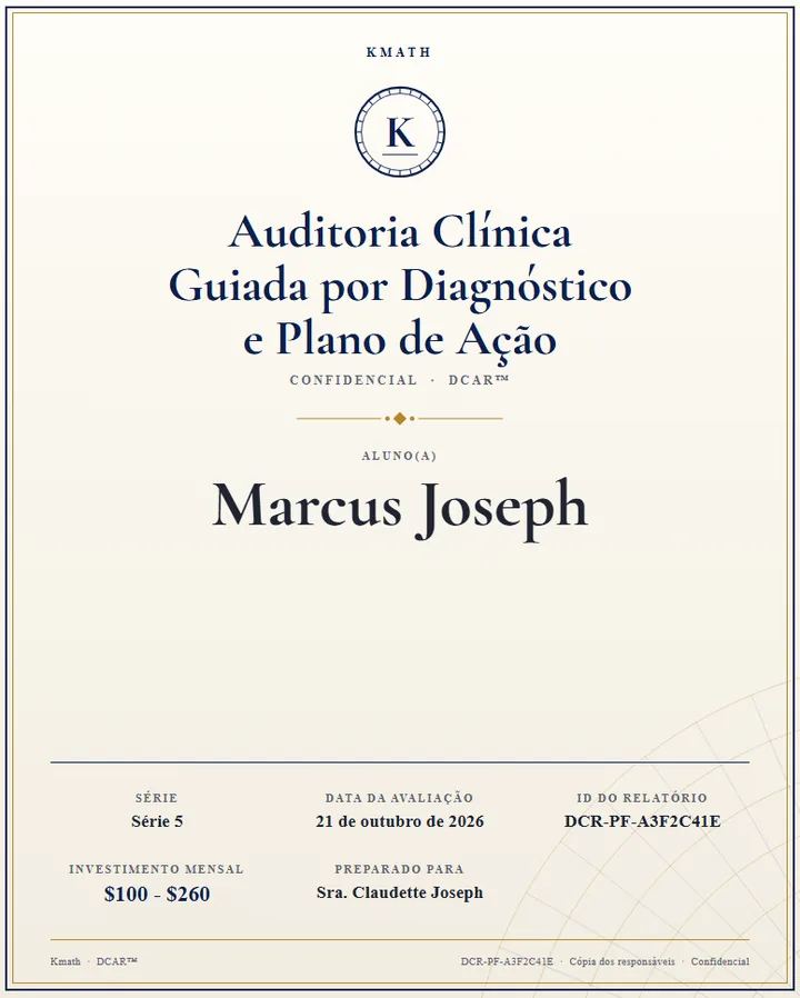 A capa de um relatório de exemplo do Kmath