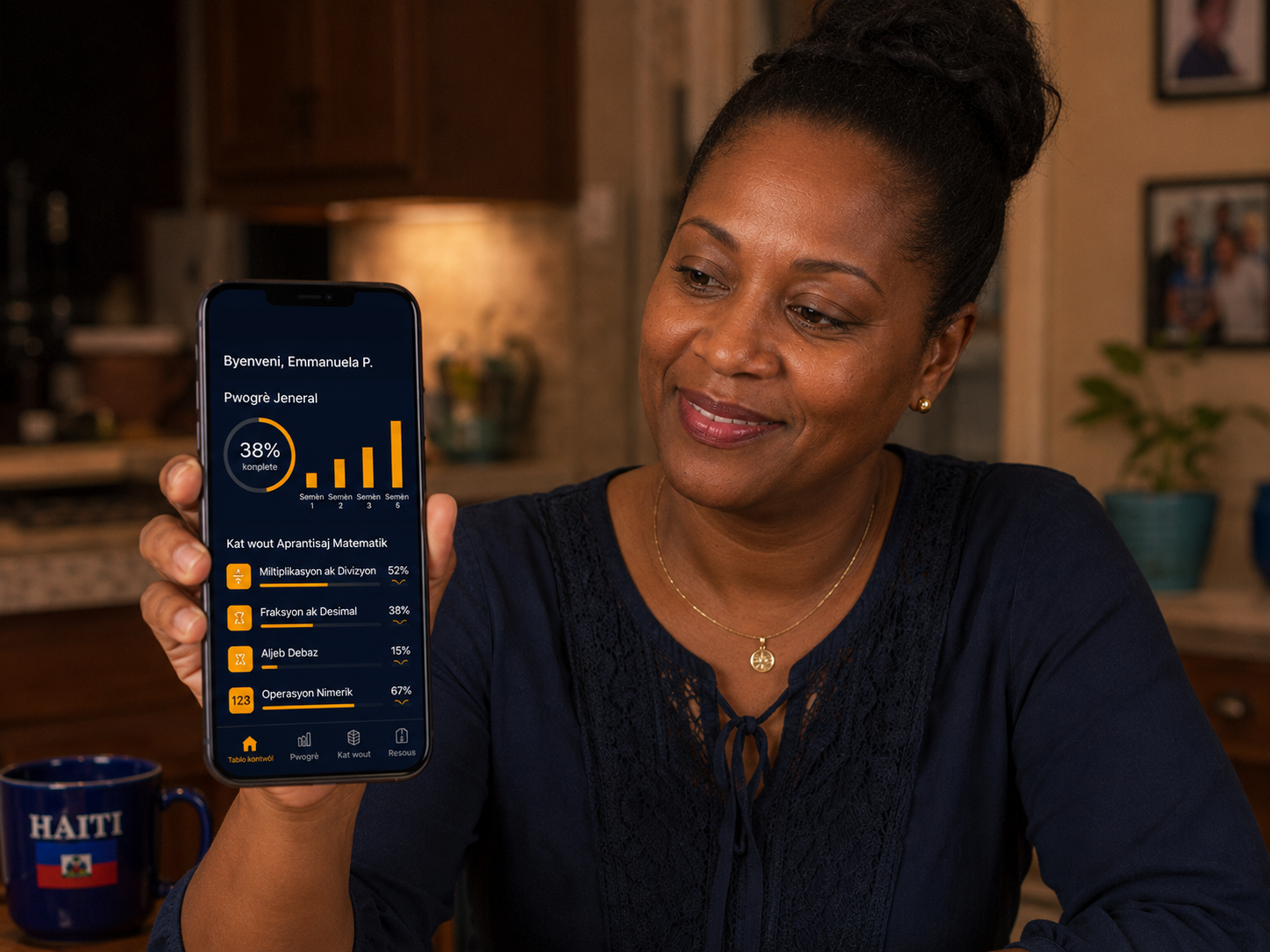 Parent checking progress on Kmath portal