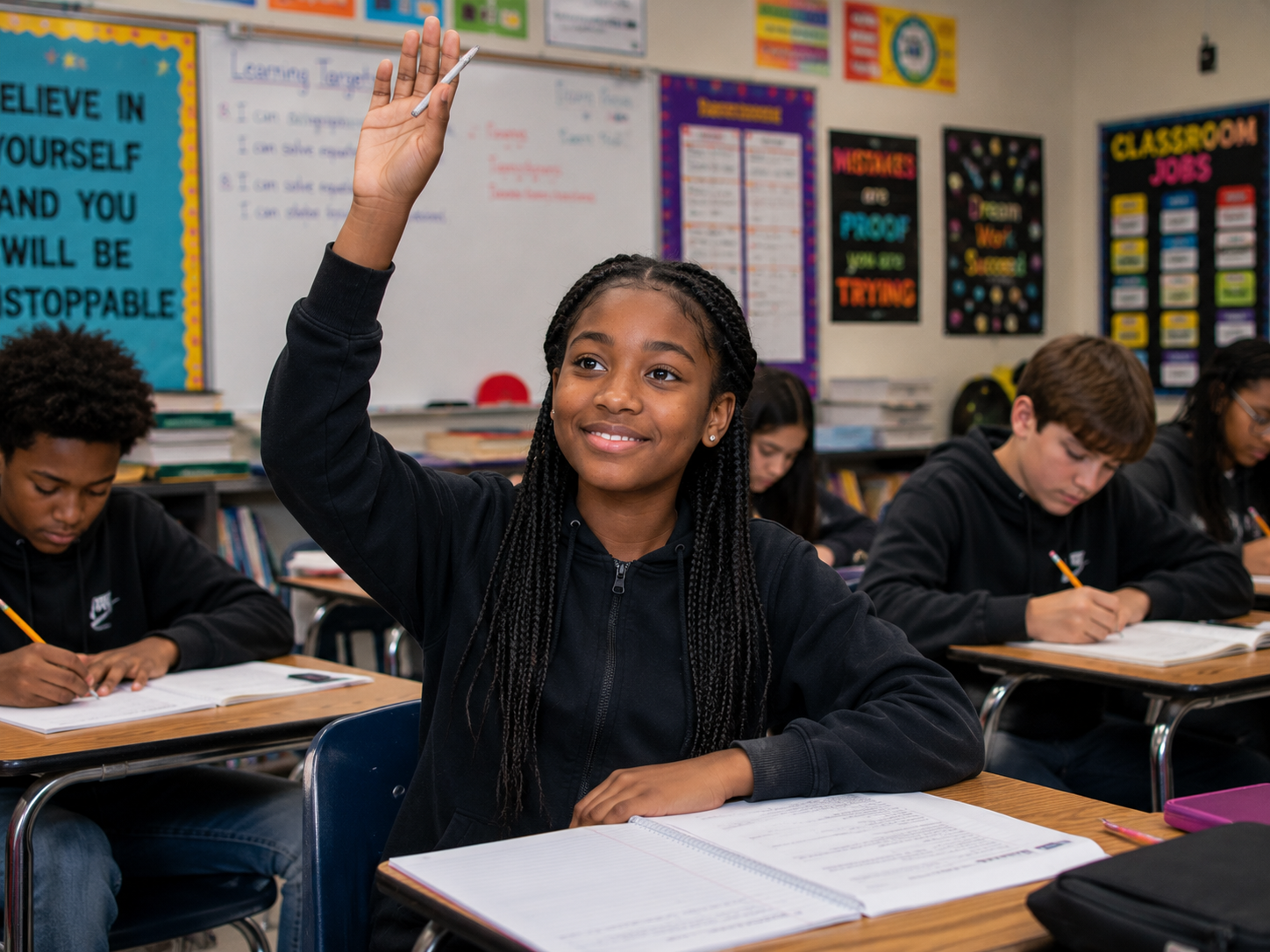 Student confident in class